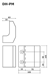 木製ドアハンドルすがたかたちDH-P105の図面