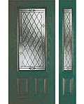 緑色の玄関親子ドア