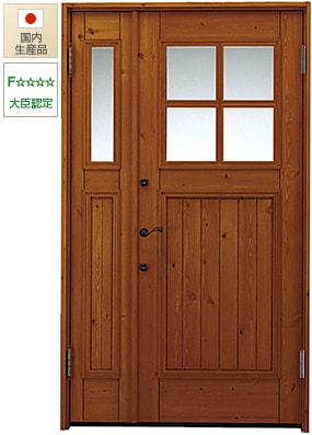 ガラス付き木製親子ドア