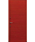 桧無垢材の玄関ドア、赤い木製ドア