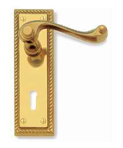 真鍮ブラスのドアハンドル、ジョージアンの鍵付きロックセット