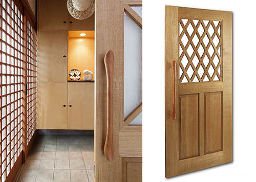 木製ドアハンドルの引き戸設置例