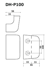 木製ドアハンドルすがたかたちDH-P105の図面