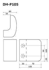 木製ドアハンドルすがたかたちDH-P105の図面