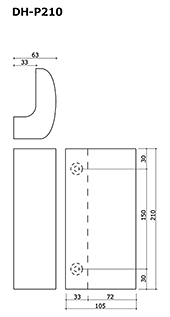 木製ドアハンドルすがたかたちDH-P105の図面