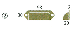 真鍮鋳物　戸引手 黒染めの寸法図