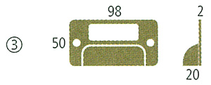 真鍮鋳物　戸引手　HB-211の寸法図