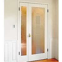 デザインガラスの入った室内用親子ドア、BLシリーズ