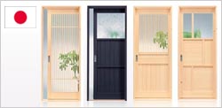 ひのきの引戸、日本製の桧ドア、檜建具