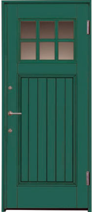 グリーンの玄関ドア、木製扉