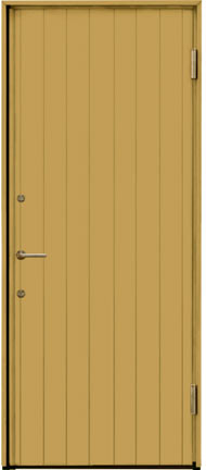 黄色系の玄関ドア、木製扉