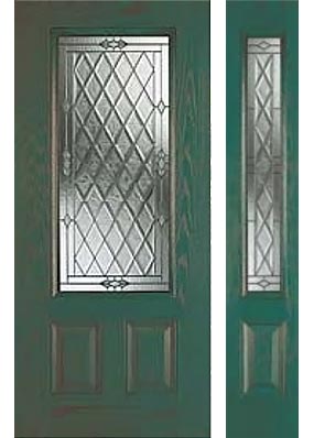 ファイバーグラス玄関ドアでグリーンのカラー塗装