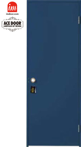 60年代のアメリカをイメージした室内用のドア、エース。ブロナーズブルー(Bronners Blue)塗装ドア。
