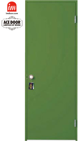 60年代のアメリカをイメージした室内用のドア、エース。エターナルグリーン(Eternal Green)塗装ドア。