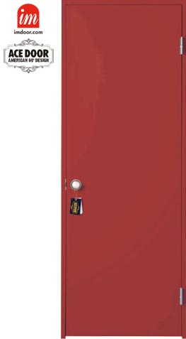 赤色系の塗装ドア。アメリカのミッドセンチュリーテイスト。