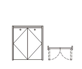 腰高の収納扉、収納片開きドアのイラスト