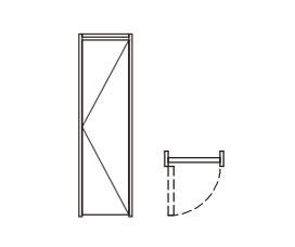 ドア高1,700mm、収納片開きドアのイラスト