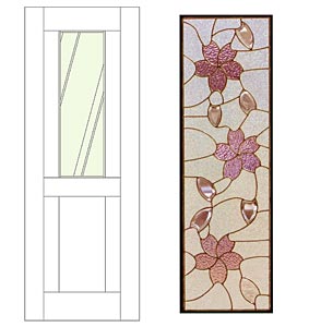 桜デザインのステンドグラス木製扉