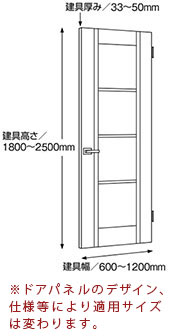 サイズオーダーの室内扉の寸法図