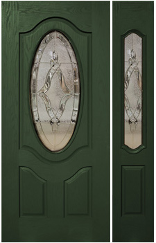 玄関ドアの塗装、ノースグリーン