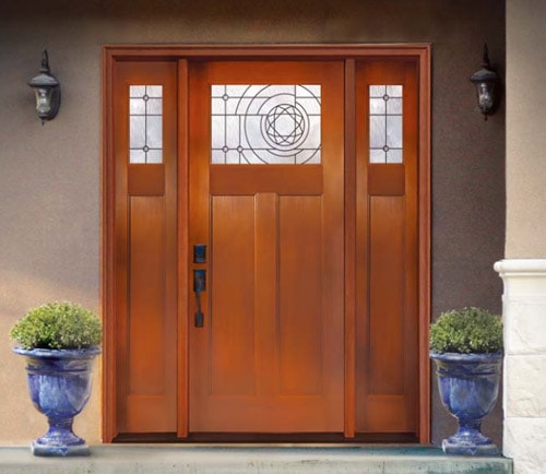 玄関ドアの両袖タイプ、強化ファイバーグラスの扉の施工例