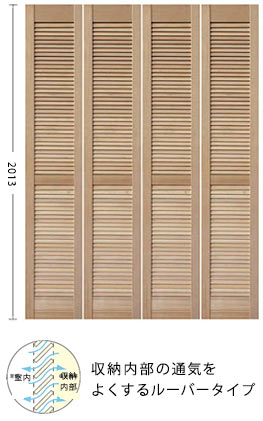 木製クローゼット建具H2LL-4 | ルーバーデザインの4枚折戸 | アイエム