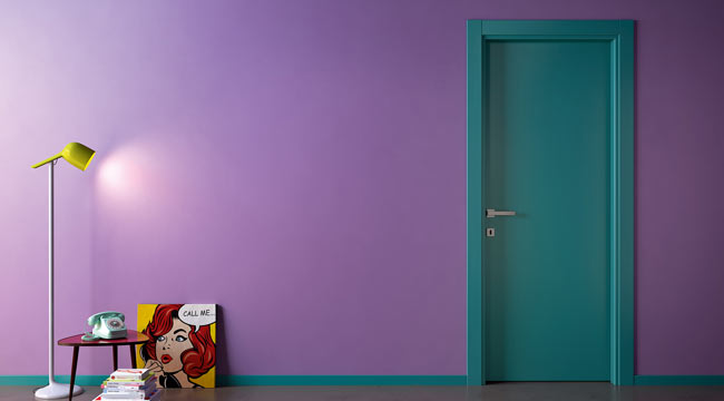 GAROFOLI製の室内ドア、サウザンド カラードア。緑色の木製ドアです。