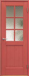 カントリー風のかわいい赤いドア、ガラス入りドア、JS460
