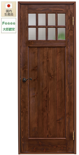 日本製の木製ドア、格子窓付きのおしゃれな扉PU151