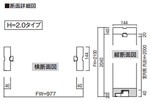 隠し丁番タイプの断面図