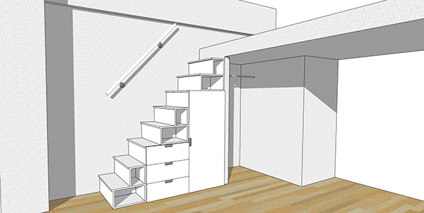 ロフト収納階段計画用パース