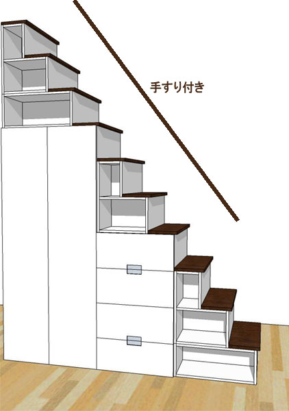 ロフト階段 収納家具階段 後付け可能 アイエム