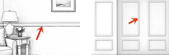 腰見切（チェアレール）の使用例