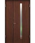 日本製の木製玄関ドア、親子ドア、ガラス窓あり