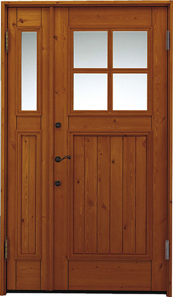 日本製の玄関親子ドア 断熱性と気密性 桧無垢材 アイエムドア